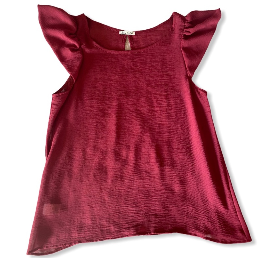 Blue Sketch Maroon Blouse